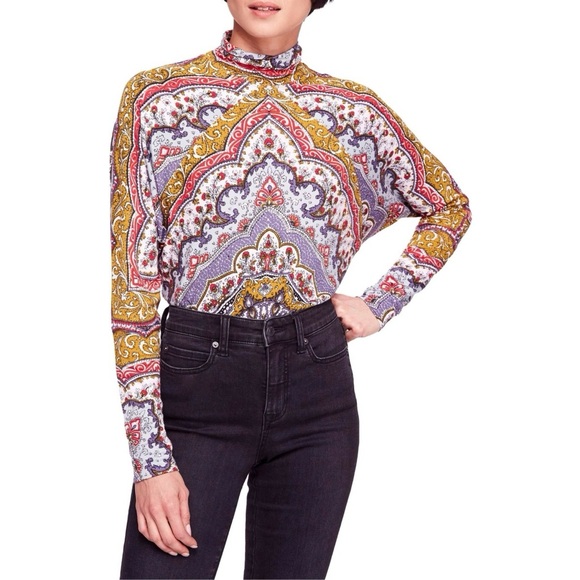 Free People Sweaters - FREE PEOPLE Chase Me Tee Paisley Y2K Turtleneck